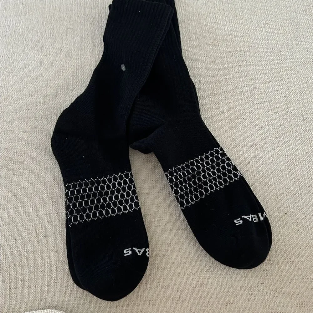BOMBAS BUNDLE TWO PAIR OF Women's Solids Half Calf Socks, Black, NWOT, LARGE